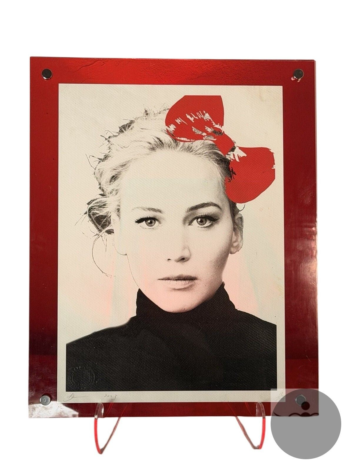 Death NYC Signed Ltd Ed Print Hello Kitty Bow Portrait Pop Art Custom Red