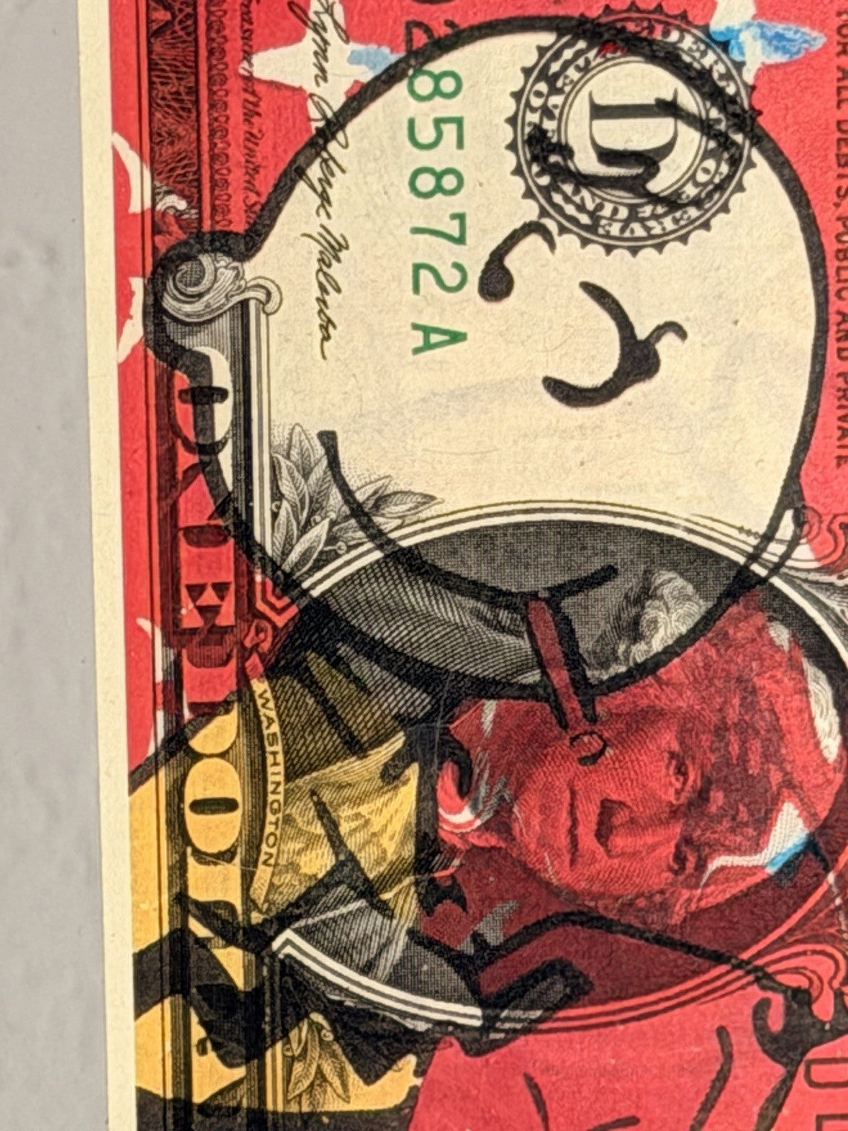 Charlie Brown Limited Edition Art on $1 Bill | Signed, Framed Print of 100