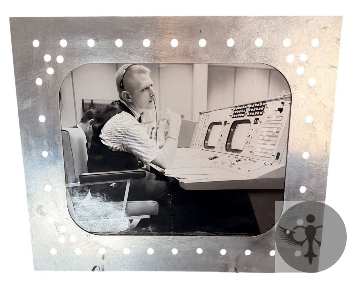 Apollo Mission Control NASA Photo 16x20 OOAK in Distressed Aluminum Frame
