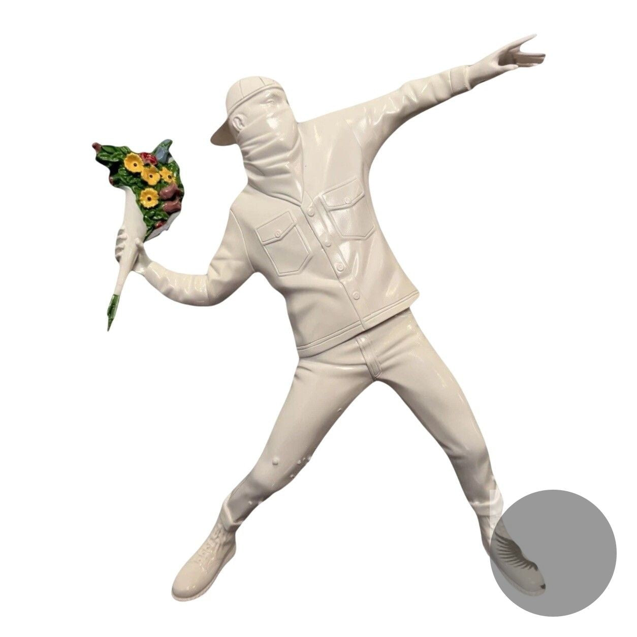 Medicom Toy Flower Thrower Sculpture - White Resin Banksy Inspired Art Figure