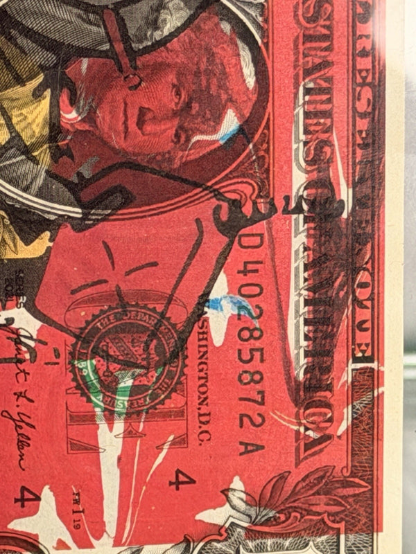 Charlie Brown Limited Edition Art on $1 Bill | Signed, Framed Print of 100